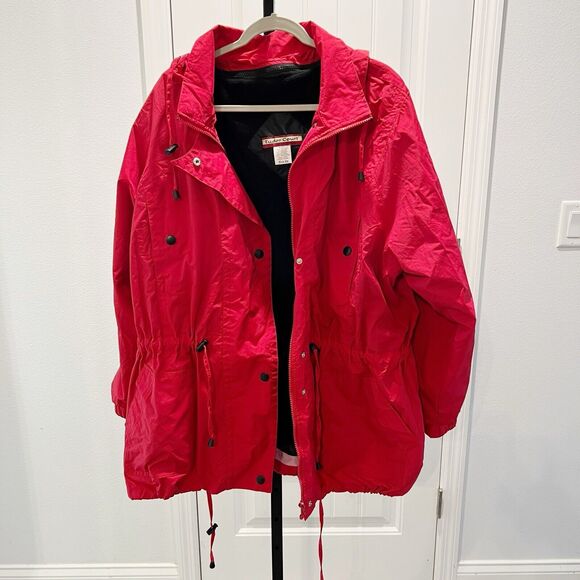 Tudor Court Red Jacket Windbreaker Removable Hood Fleece Lined Long Sleeves XX - Picture 2 of 16